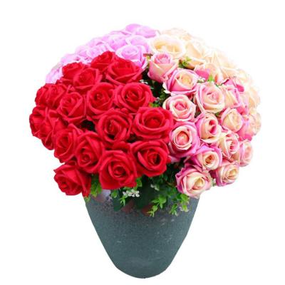 China High Quality Decorative Silk Flower Roses Artificial Flower Bouquet For Wedding Wall Stage Decoration Wholesale for sale