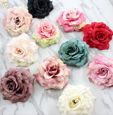 China 2020 DIY Artificial Silk Cheap Flower Rose Heads To Wedding Decoration Outdoor Material 8cm for sale