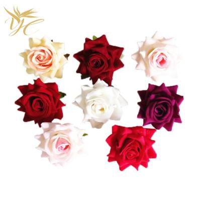 China Fiber Wholesale DIY Artificial Flower Heads High Quality Fiber Rose Head Wedding Decoration Collocation for sale