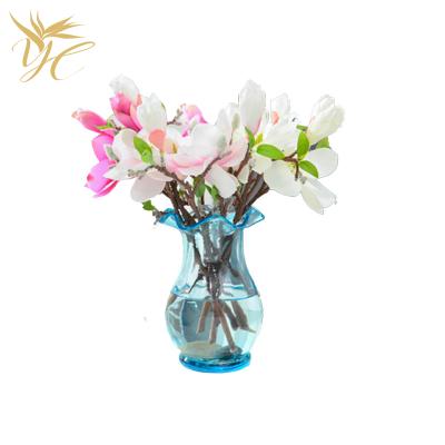 China Wholesale Artificial Short Flower Silk Plant Branch Magnolia Flower Wedding Decoration With Home Silk Flowers for sale