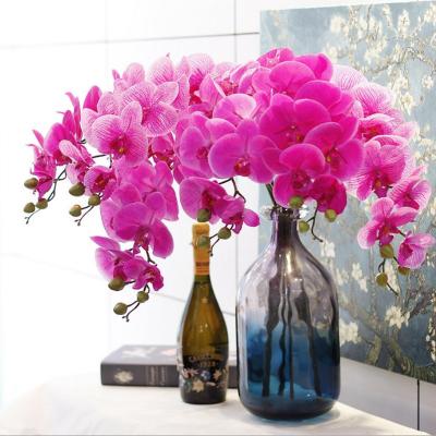 China Real Glue High Quality Real Touch Pectin Phalaenopsis 9 Orchid Above Head For Wedding Bridal Bouquet Decoration for sale