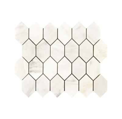 China Interior Parquet Morden Long Hexagon JiGuangWhite Marble Stone Stone Slabs for sale