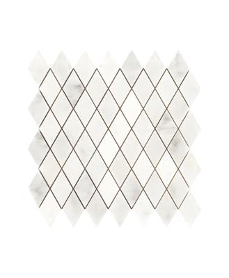 China Parquet Kitchen Designs Diamond Shape JiGuangWhite Marble Stone Mosaic for sale