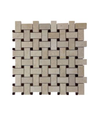 China Classic Parquet Design Basket Weave Stone Marble Back Splash Mosaic Slabs for sale