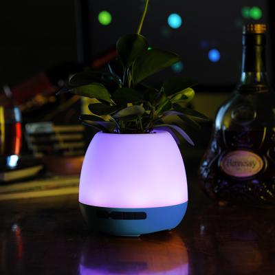 China Hot Selling Phone Function New BT Speaker Smart Flower-pot Touch Sing Speaker Music Player With Five Colors Led Light for sale