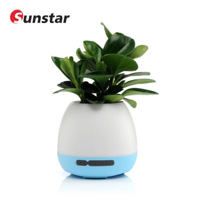 China Phone Function Flower Flower Pot BT Speaker With Factory Smart Touch Piano Wireless Speaker With Music Reacting Large Led Light Family for sale