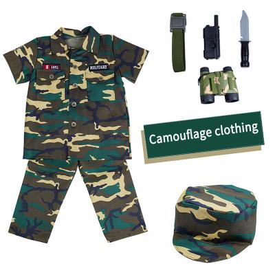 China Eco-Friendly Kids Halloween Costume Career Camouflage Set Festival Cosplay Dress Up Soldier Military Costume For Kid for sale