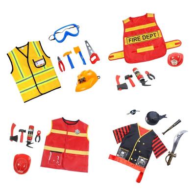 China Polyester Halloween Kids Role Play Firefighters Worker Pirate Career Suit Fireman Cosplay Costume for sale