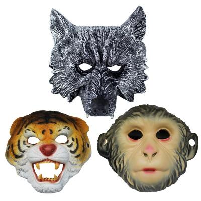 China Eco-Friendly Werewolf Mask Full Face PU Foam Wolf Mask Halloween Tiger Monkey Animal Masquerade Mask For Cosplay Costume for sale