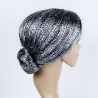 China High Temperature Fiber Old Lady Grandma Wigs Halloween Cosplay Party Costume White Gray Wigs Stage Dress Granny Props for sale