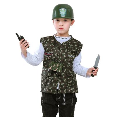 China Funny Halloween Career Costume Kids Army Soldier Costume Party Role Play Eco-friendly Military Carnival Camouflage Vest For Kids for sale