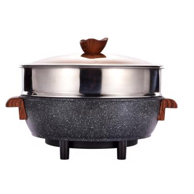 China Round Hotel 32CM Alu Die Cast Electric Multi Cooking Hot Pot Pan for sale