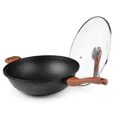 China China Non Sustainable Marble Coating Happy Frying Pan 34 Stick Liner Frying Pan for sale