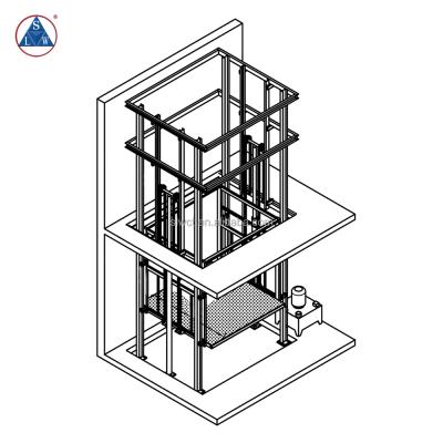 China Low Price 1000kg W x 2000 L 2000mm Warehouse Freight Lift Hydraulic Goods Lift for sale