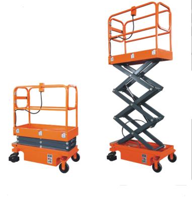 China Hotels 300kg DC Powered Electric Hydraulic Mini Scissor Lift for sale