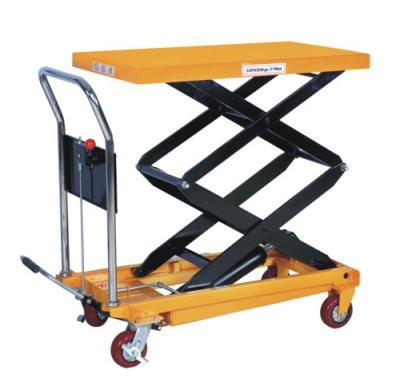 China Hotels Manual Hydraulic Material Foot Pump Scissor Lift Table for sale