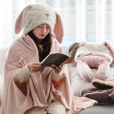 China Factory supply viable multifunctional shawl U-shaped pillow cover three in one office nap cover leg travel neck protection pillow for sale