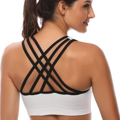 China Good Selling QUICK DRY Activewear Tops For Yoga Running Fitness Padded Sports Strappy Bras For Women for sale