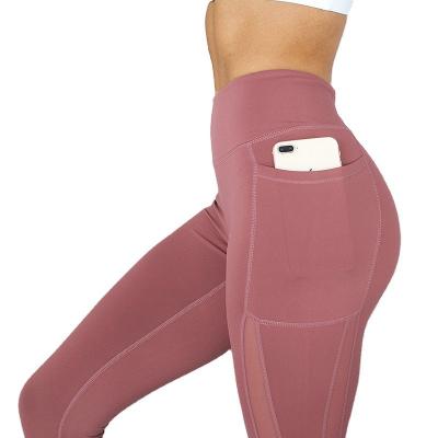 China Breathable Latest High Waisted Workout Pants Gym Mesh Yoga Leggings With Pocket Sports Fitness Clothing for sale