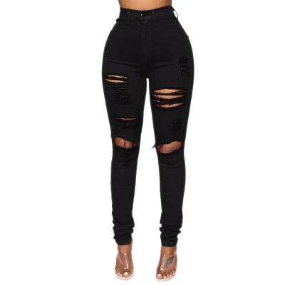 China Good Selling Women's High Waisted Butt Lift Stretch Breathable Ripped Skinny Jeans for sale