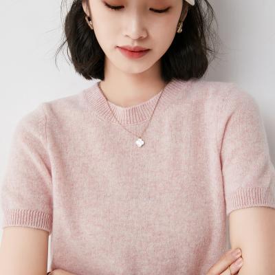 China New Breathable Spring Women Short Sleeve Sweaters Blended Cotton Loose Around The Neck Pullover Solid Vest Plus Size Knitted Sweater for sale