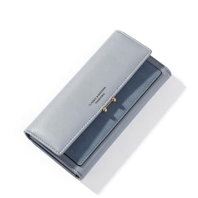 China Korean version anti-theft clutch matte stitching large capacity long mobile wallet for sale