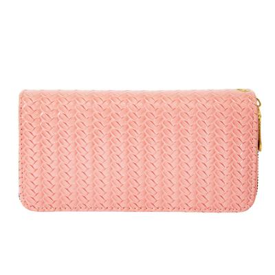 China Double Zipper Wallet Women Clutch Bag Large Capacity Anti-theft Anti-theft Woven Mobile Phone Bag for sale