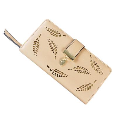 China New Hollow Anti-theft Creative Leaf Long Wallet Ladies Clutch Pendant Wallet for sale