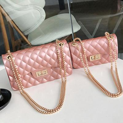 China Wholesale Fashion Women Purses Chains Matt Frosted Lock Jelly Handbags Small Cross & Body Bag for sale