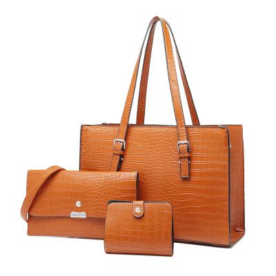 China Fashion Wholesale Luxury Women Clips Handbags Ladies Crocodile Prints Handbag Set for sale