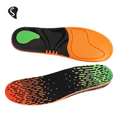 China Breathable Breathable Printing Fabric With Gel Pad Anti-Slip Orthotic Insole For Running Shoe High Rebound PU Flat Insole for sale