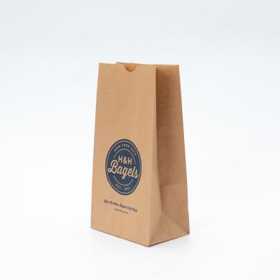 China Recyclable Brown Packaging Bottom Flat Square Grocery Paper Bag Kraft Custom Fancy Paper Bag for sale