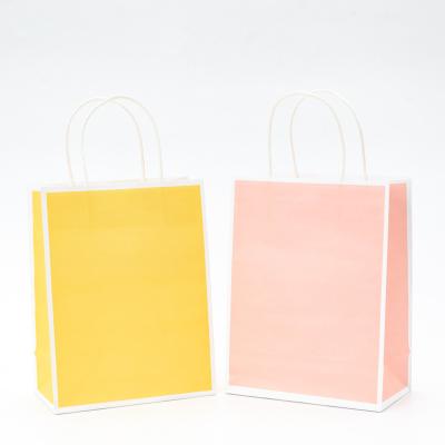 China Recyclable Kraft Paper Cosmetics Gift Packaging Paper Shopping Bags White Environmental Friendly Bag for sale