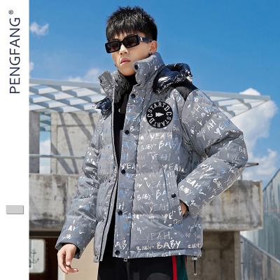 China Tortoise Shining Hooded Winter Mens Clothing Warm Stamping Windproof Thick Jackets for sale