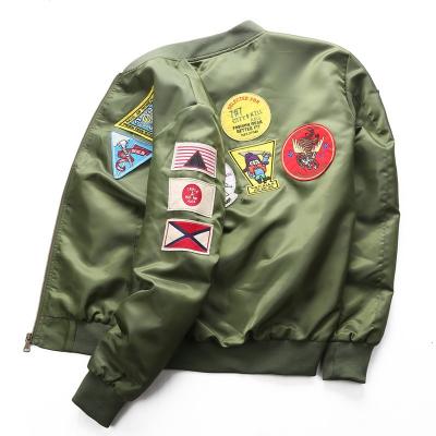 China Sustainable Wholesale Embroidered Satin Mens Clothing NASA Bomber Jackets for sale