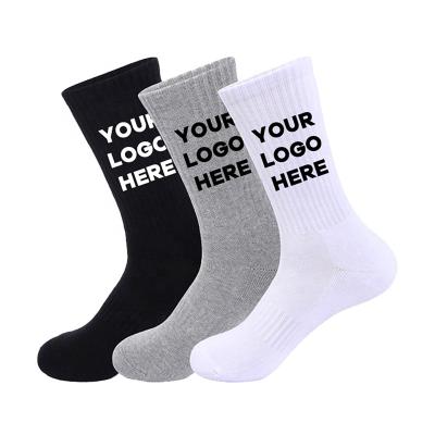 China Wholesale Custom Antibacterial Running Socks Logo Men's Black Letter Basketball Outdoor Sport White Socks for sale