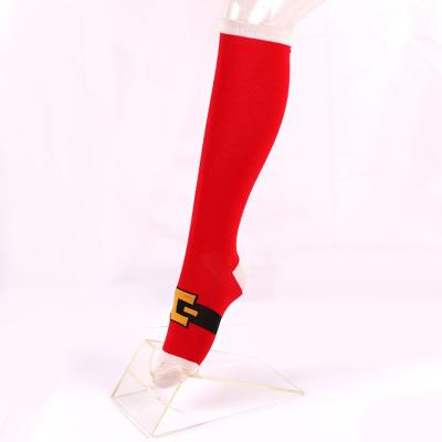 China QUICK DRY Red Cotton Christmas Cosplay Long Thigh High Knee Socks for Women for sale