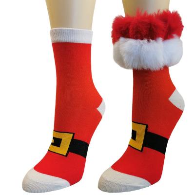 China Red QUICK DRY Christmas Cosplay Fur Cotton Ankle Fuzzy Socks For Women for sale