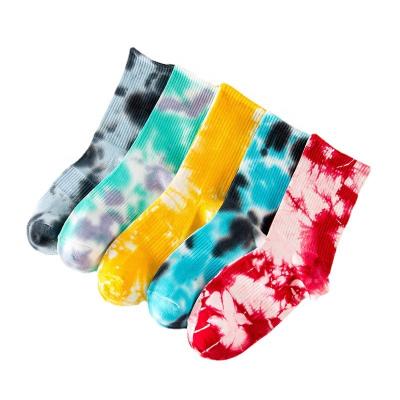 China QUICK DRY Unisex Ribbed Spandex Sports Sneaker Men Crew Tie Dye Mixed Colorful Socks for sale