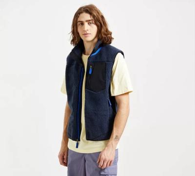 China 2021 New Custom Men's Fashion Classic Fleece Vest QUICK DRY Zipper-Down Sherpa Sleeveless Vest for sale