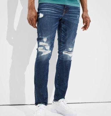 China Custom QUICK DRY Denim Men's Slim Fit Ripped Jeans Move-Free Straight Jeans for sale