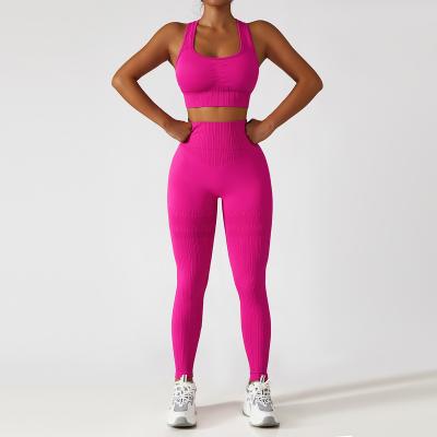 China High Lift Waist Yoga Fitness Women Girls Beauty Back Shockproof Fitness Clothes CRACK! crack! Breathable Seamless Active Butt Running Sports Set for sale