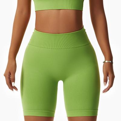 China Breathable Seamless High Booty Compression Solid Color Waist Girls Women Active Shorts Crac! crack! for sale