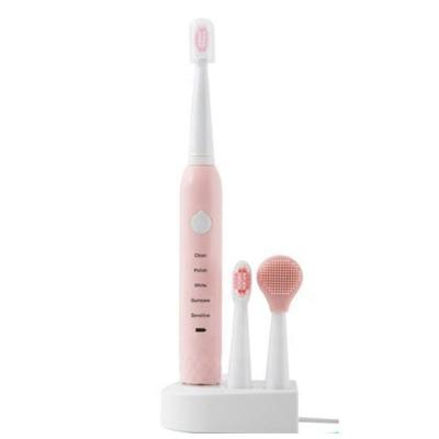 China Battery Operated Cordless Electric Toothbrush 5 Charging Modes Full 2 ​​Minutes Timer 2 Heads Kit for sale