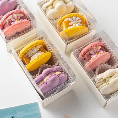 China Recycled Materials Custom Design Takeaway Food Dessert Packaging Box Macaroons Boxes With Window for sale