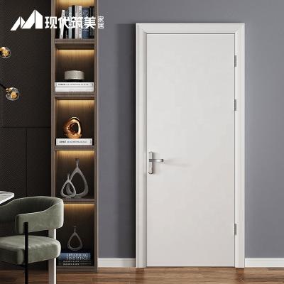 China Sound Insulation Houses Water Resistant MDF Plywood PVC Soundproof Modern Solid Interior Bedroom Swing Wooden Door With Frames for sale