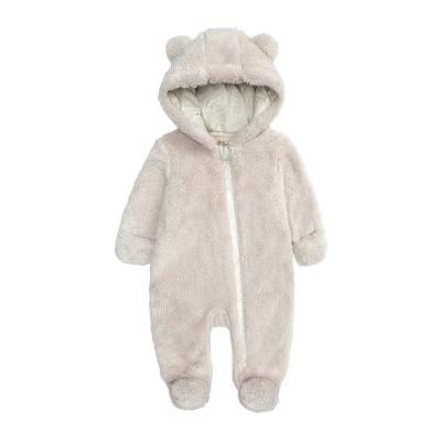 China 2022 New Winter Clothes Newborn Baby Girls Boys Hooded Fleece Overalls Breathable Rompers for sale