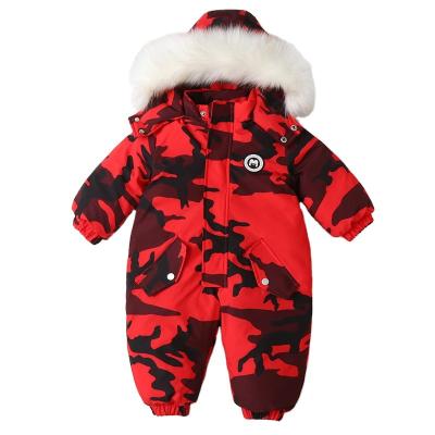 China Wholesale OEM Winter Girl's Camouflage Snowsuit Children's Outdoor Windproof Clothing Baby Boy Breathable Warm Romper for sale