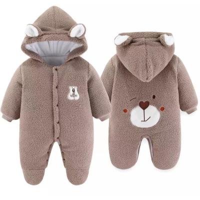 China Popular 100% Polyester Baby Clothes Wholesale Newborn Hooded Long Sleeve Baby Winter Rompers Warmer Baby Snowsuit for sale