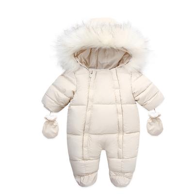 China Wholesale Breathable Baby Stretching Snowsuit 2022 Newborn Foot Wrapped Jumpsuit Infant Warm Hooded Winter Romper For Boys for sale